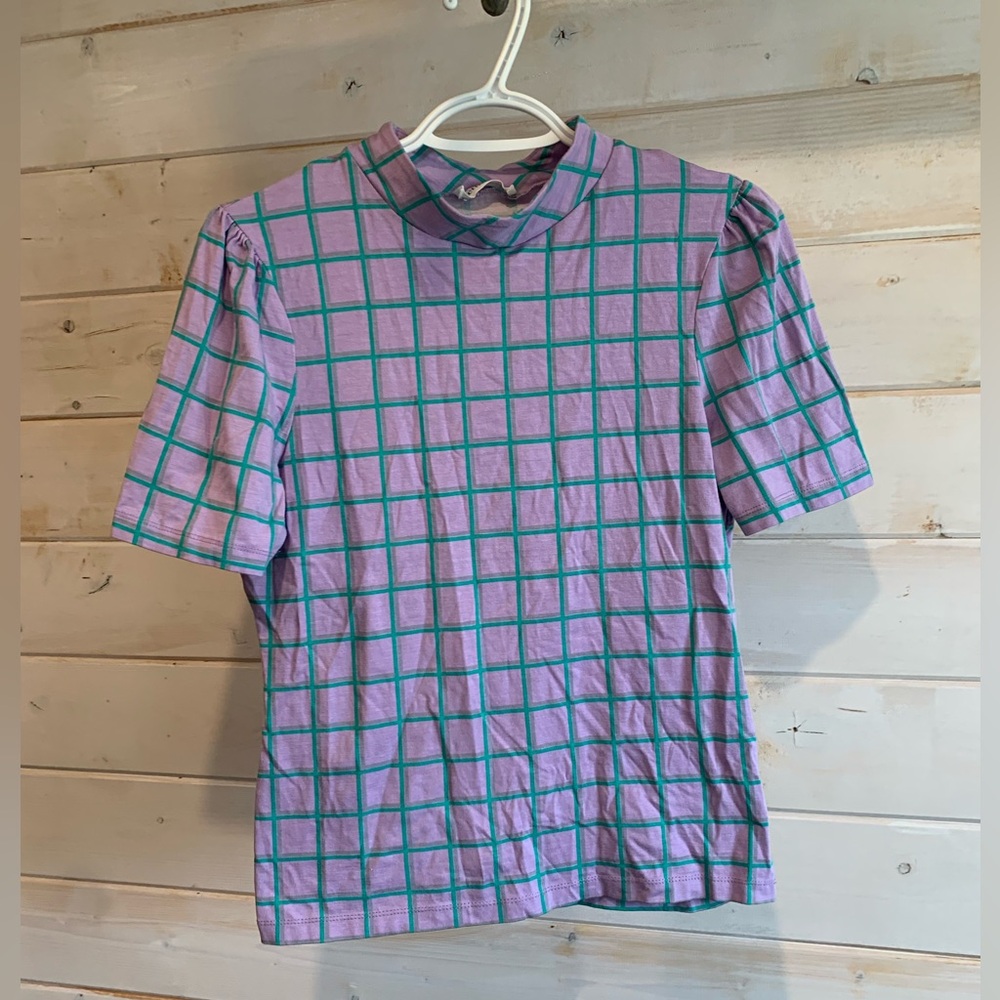 Kettlewell | Purple & Blue Geometric Mock Neck Top